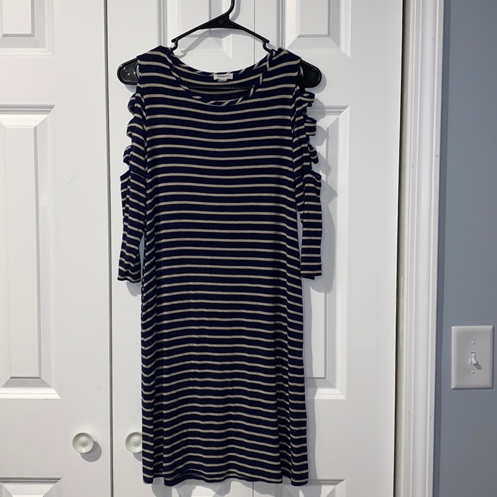 Westport Striped Cold Shoulder Dress